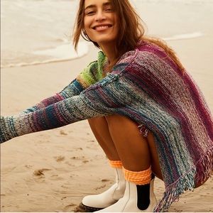 NEW FREE PEOPLE Radiate rainbow pullover XS
